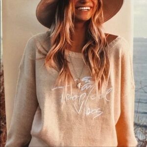 Beachly x Goldfish Kiss Oversized Tropical Vibes Embroidered Crewneck Sweater